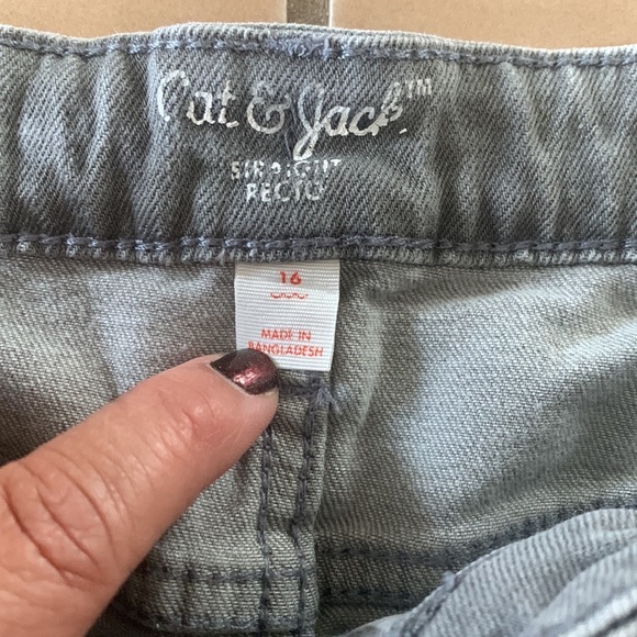 Cat & Jack straight leg grey denim pants with adjustable waist - Picture 3 of 6